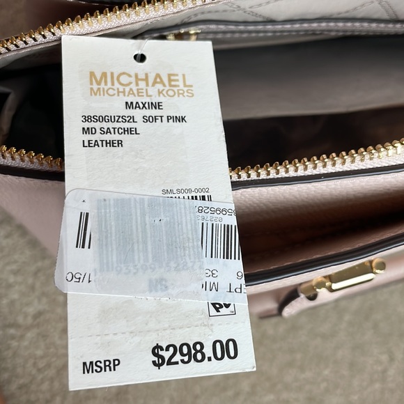 NWT MICHAEL KORS Maxine Medium Satchel Soft Pink Handbag Purse - Picture 7 of 10